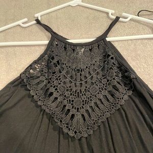 Black lace open tunic tank top